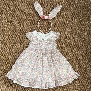 Haute Hippie floral bunny dress with Bunny Ear Headband 24 months